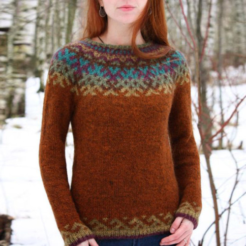 Fairman Island Vintage Jacquard Long Sleeve Sweater