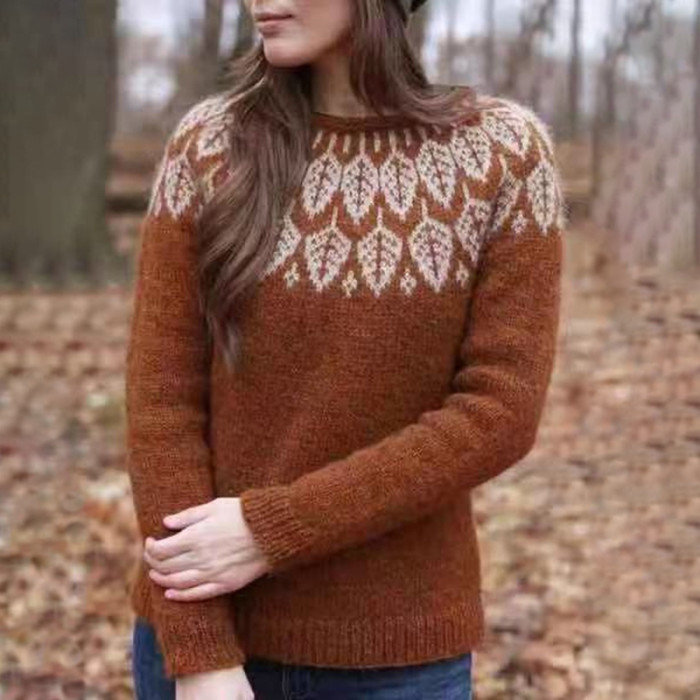 Fairman Island Vintage Contrast Crewneck Sweater