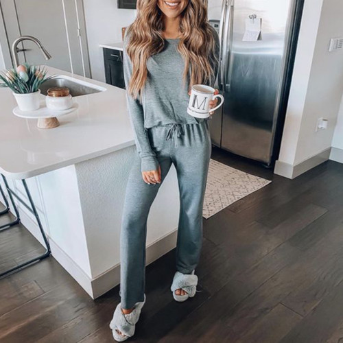 Casual Long Sleeve Crew Neck Tracksuit Two Piece Set