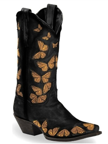 Butterflies Embroidered Western Cowgirl Boots