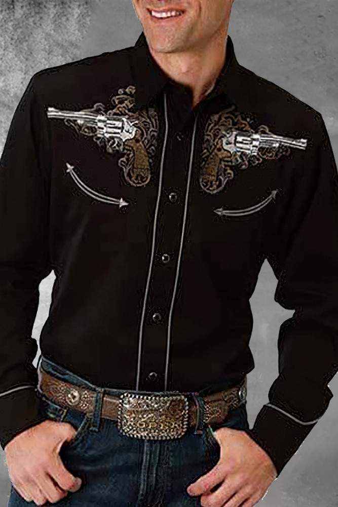 Fashion Casual Western Black Shirt