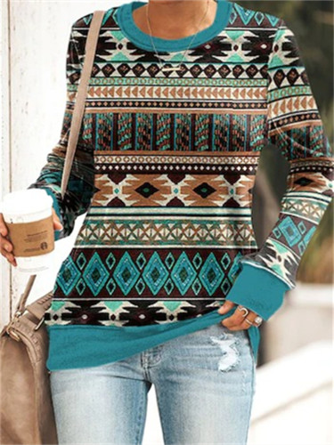 Western Ethnic Aztec Pattern Sweatshirt