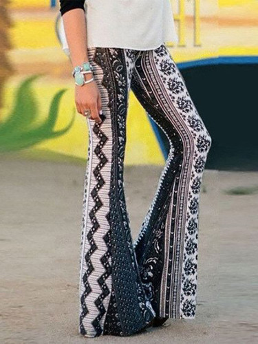 Printed Western Stretch Flare Pants