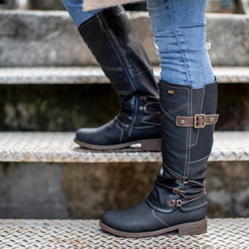 Buy 2 Free Shipping - Women's Vintage Leather Zipper High Snow Boots