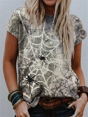 Spooky Spiders & Web Art Graphic T Shirt