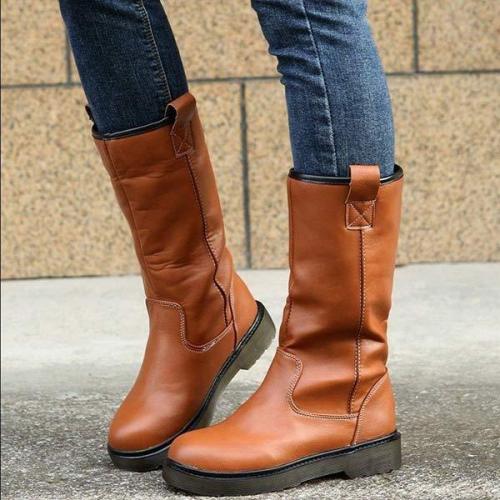 Women'S Solid Round Toe Tall Rider Boots 93623920C