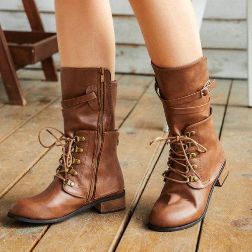 Women'S Vintage Chunky Heel Mid-Cut Martin Boots 56469651