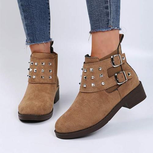 Women'S Chunky Heel Stud Slip-On Ankle Boots 97157009