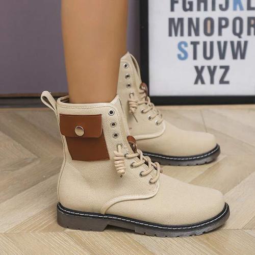 Women'S Fashion Casual Low Top Canvas Low Heel Martin Boots 55685538