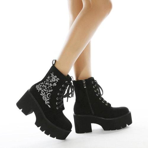 Women'S Gothic Platform Chunky Heel Ankle Boots 64164642