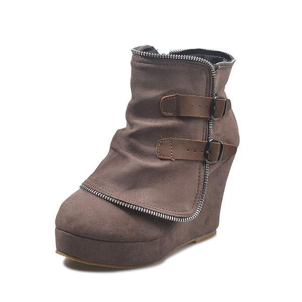 Women'S Wedge Platform Side Zip Ankle Boots 93176301