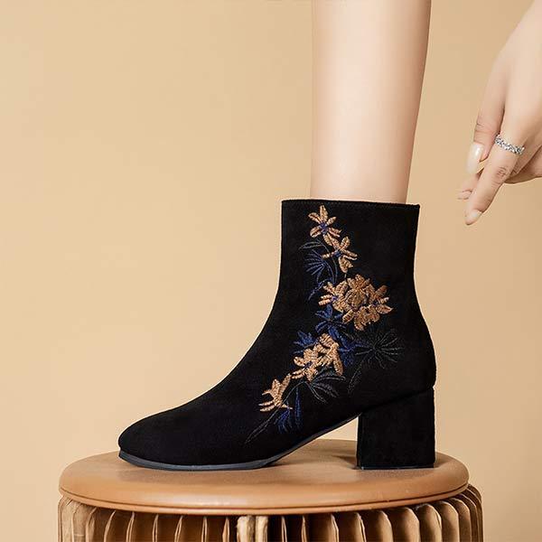 Women'S Winter Embroidered Chunky Heel Fashion Boots 59680751C
