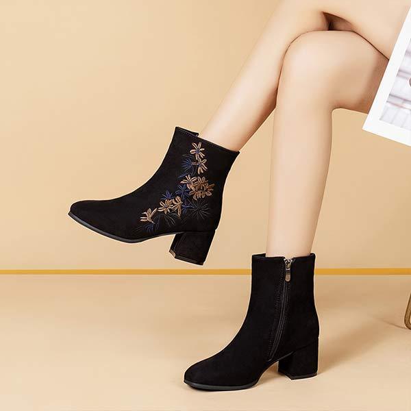 Women'S Winter Embroidered Chunky Heel Fashion Boots 59680751C