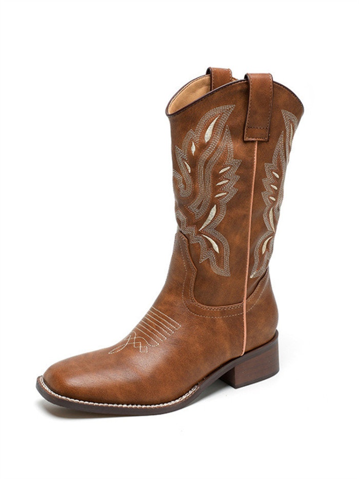 Classic Embroidered Western Cowgirl Boots