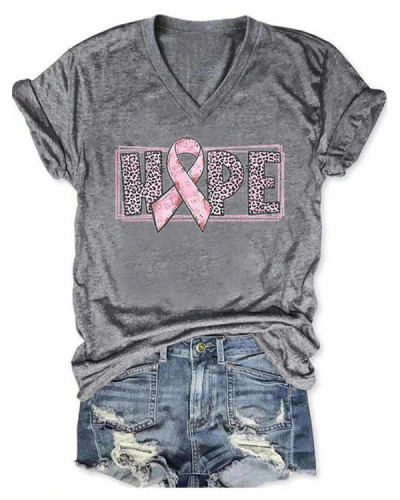 Breast Cancer Print Short-Sleeved T-Shirt