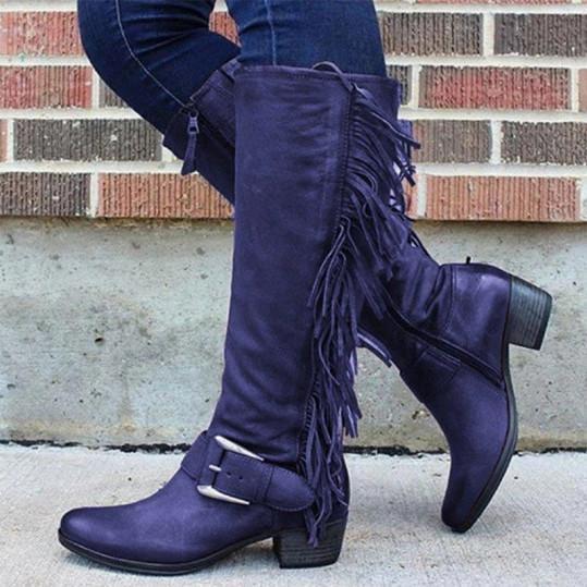 Round head European and American women's leather boots side zipper Martin boots