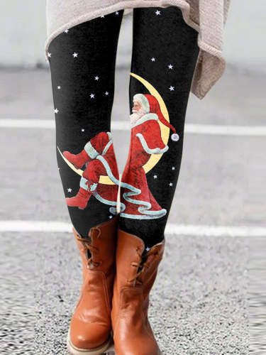 Christmas print fashion slim boots pants leggings