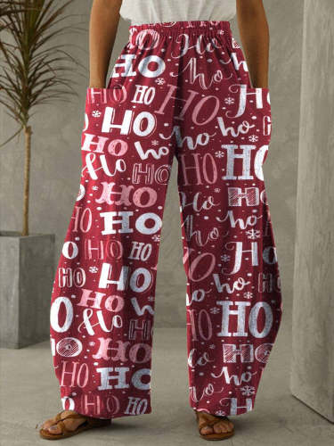 Christmas Red Letters Vintage Casual Loose Pants