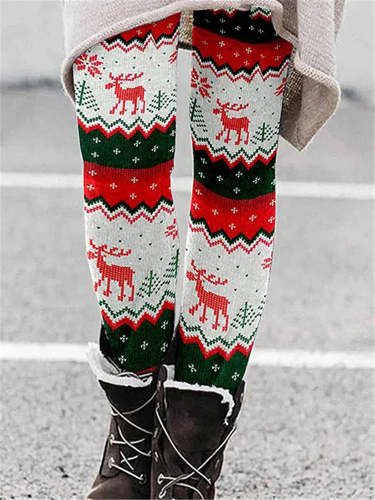 Elk Women's Warm Christmas Cozy Knit Leggings