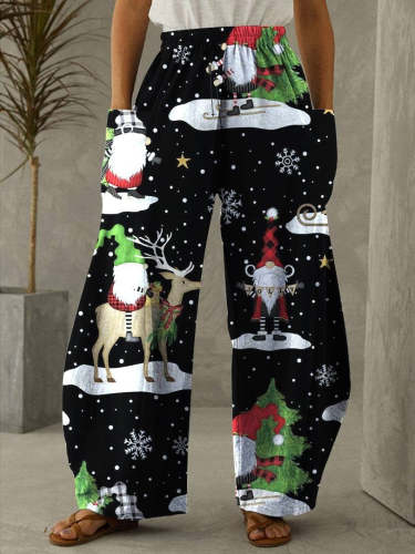 Christmas deer Print Casual Pants