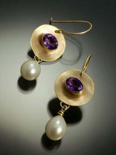 Purple Gold Earings