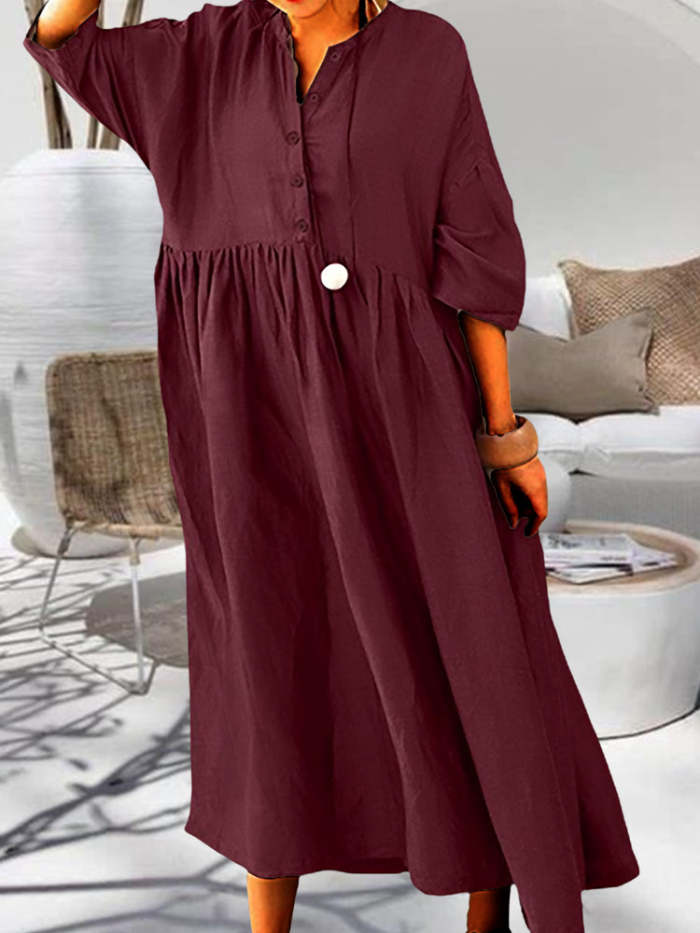 Cotton And Linen Loose Plus Size Irregular Dress
