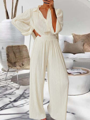 Casual Loose Shirt Trousers Pleated Drape Home Suit