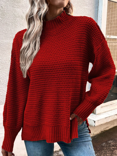 Casual Loose Solid Color Knitted Pullover