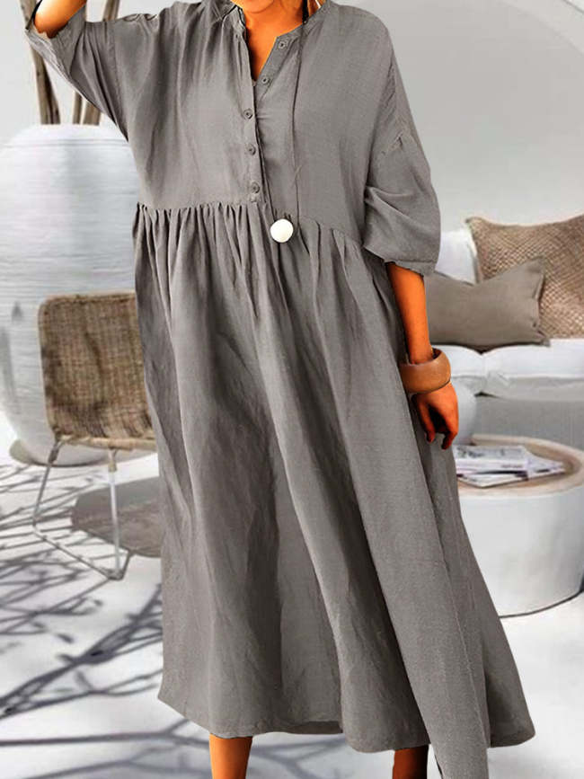 Cotton And Linen Loose Plus Size Irregular Dress