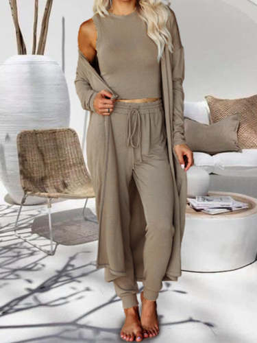 Knitted Three Suit Slim Vest Trousers Sports Suit Pants