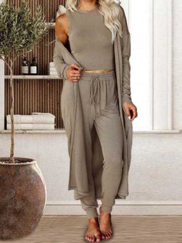 Knitted Three Suit Slim Vest Trousers Sports Suit Pants