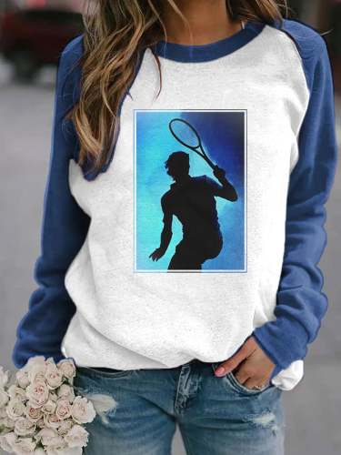 Women's Tennis Legend Character Print Sweatshirt