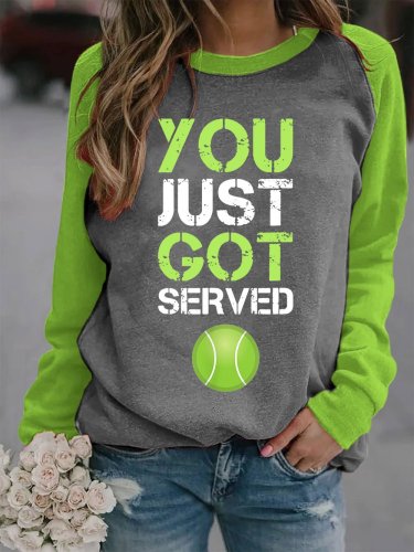 Women's You Just Got Served Print Casual Crewneck Sweatshirt