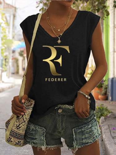 Women's Tennis Legend Printed Casual Sleeveless T-Shirt