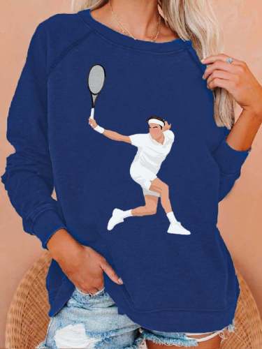 Women's Tennis Legend Character Print Casual Sweatshirt