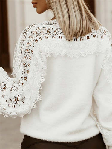 Fashion Hollow Out Lantern Sleeve Sweater