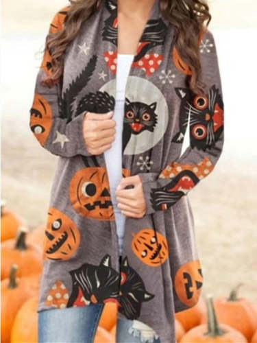 Halloween Casual Printed Cardigan