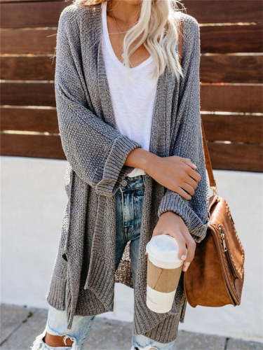 Solid Color Loose Knit Cardigan