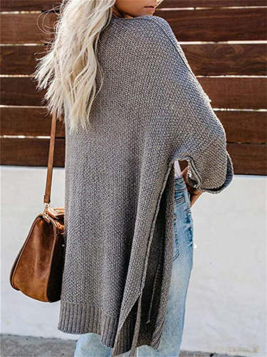 Solid Color Loose Knit Cardigan