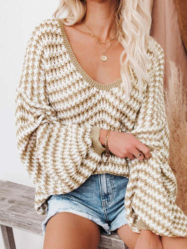 V-neck Loose Knitting Sweater