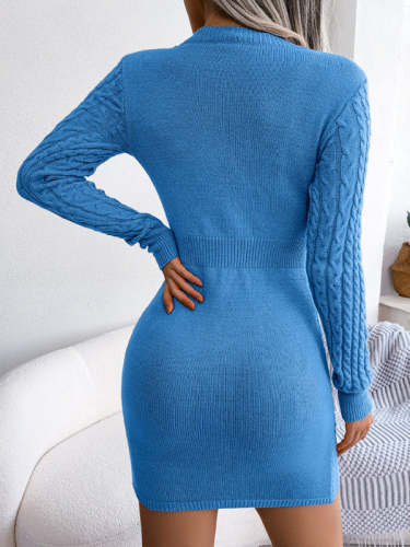 Cut Out Cable Knit Sweater Dress