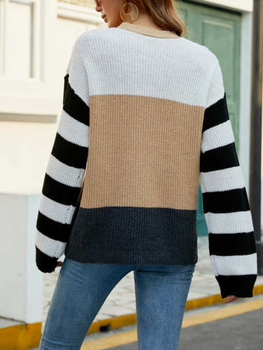 Color Block Striped Knitted Sweater