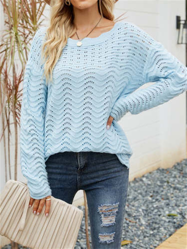 Solid Cutout Knit Pullover Sweater