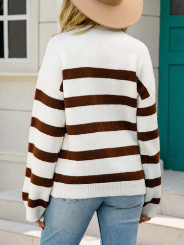 Crew Neck Slim Knit Loose Striped Sweater
