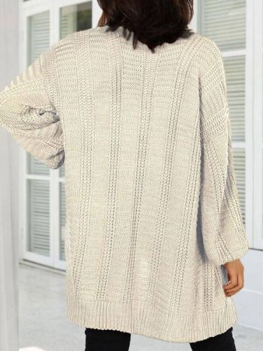 Solid Color Button Casual Knit Cardigan