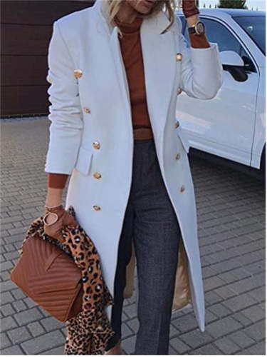 Double Breasted Solid Slim Fit Coat
