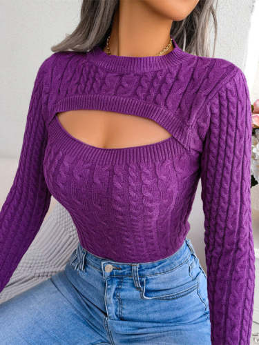 Cutout Knit Long Sleeve Sweater