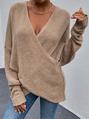 V-Neck Cross Loose knitted Sweater