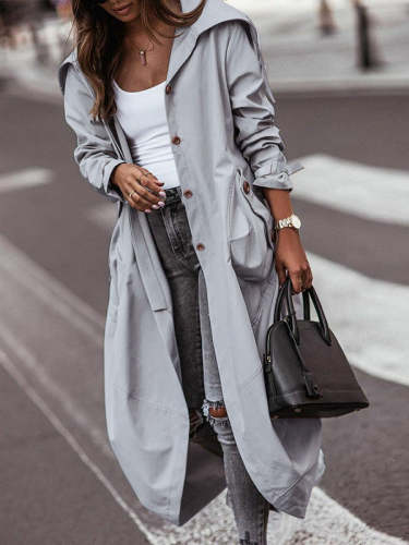 Casual Large Lapel Long Trench Coat