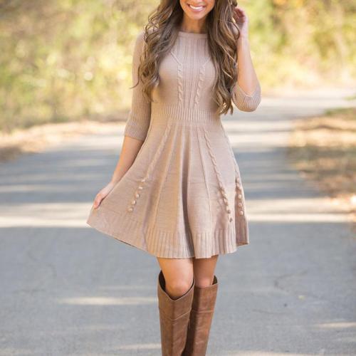 Casual Twist Texture Sweater Dress